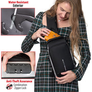 Deco Essentials Sling Backpack, Anti-Theft Combo Zipper Lock, External USB Charging, Waterproof