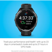 Garmin Forerunner 965 Running Smartwatch, Black and Powder Gray