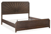 Estructura de cama marrón oscuro sobre fondo blanco.