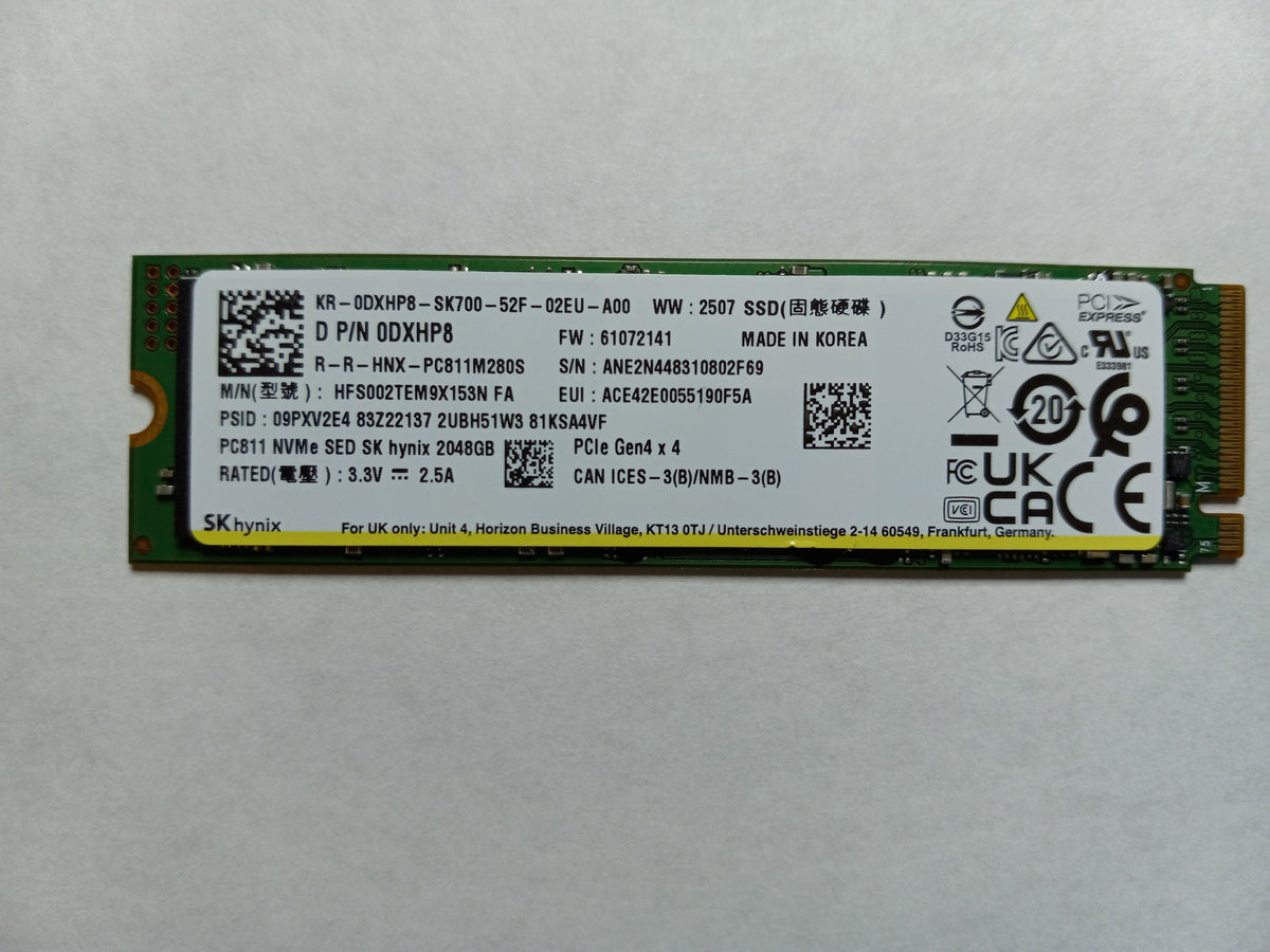 Dell DXHP8 2TB PC811 Series NVMe M.2 2280 PCI-E 4.0 x 4 Internal Solid