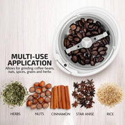 Ovente CG225W One-Touch Electric Coffee Grinder - White