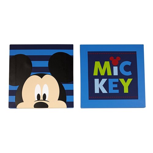 Disney 10" x 0.5" Mickey Mouse Canvas Wall Art (set of 2)
