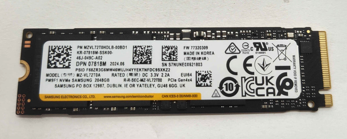 Dell PM9F1 (Samsung MZVL72T0HDLB-00BD1) 7818M 2 TB Solid State Drive