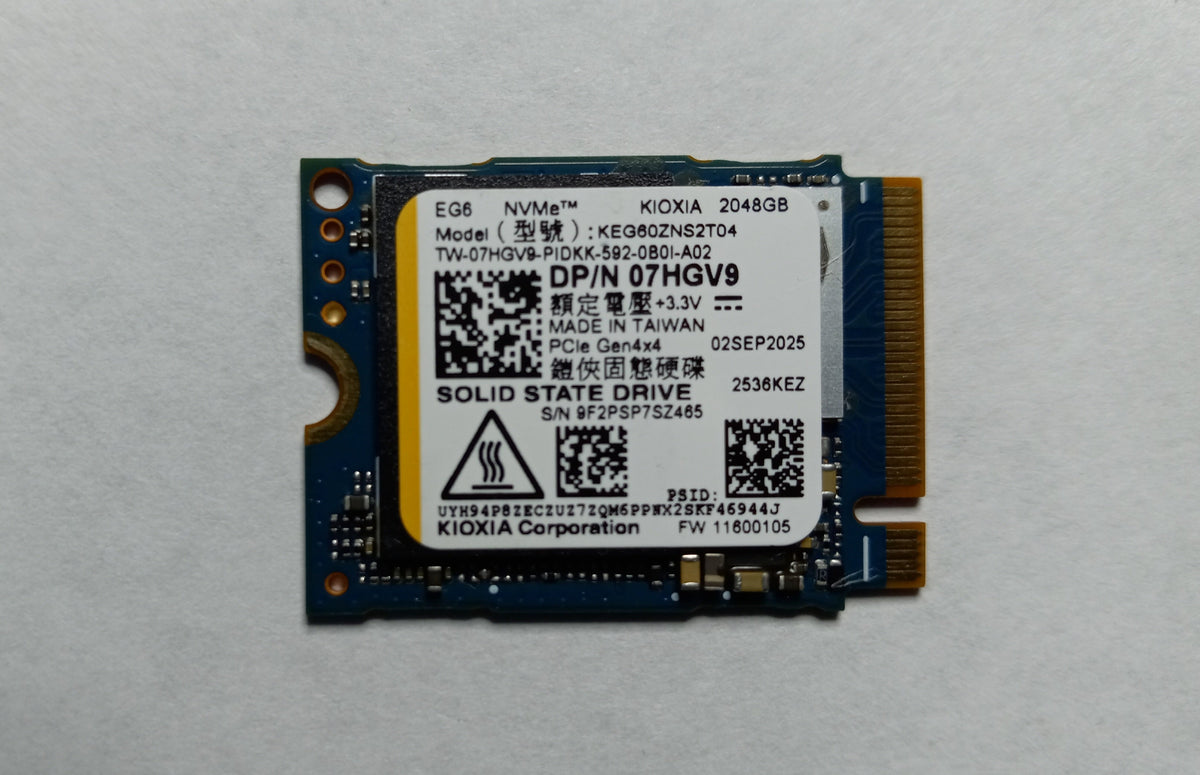 Dell 7HGV9 (Kioxia KEG60ZNS2T04) 2TB EG6 Series NVMe M.2 2230 PCI-e