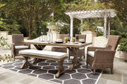 Beachcroft Mesa Rectangular Exterior & 2 Sillas con Bench