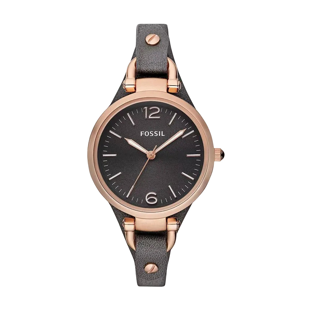 Fossil Georgia Women's 32mm Quartz Watch with Leather Strap - Gray