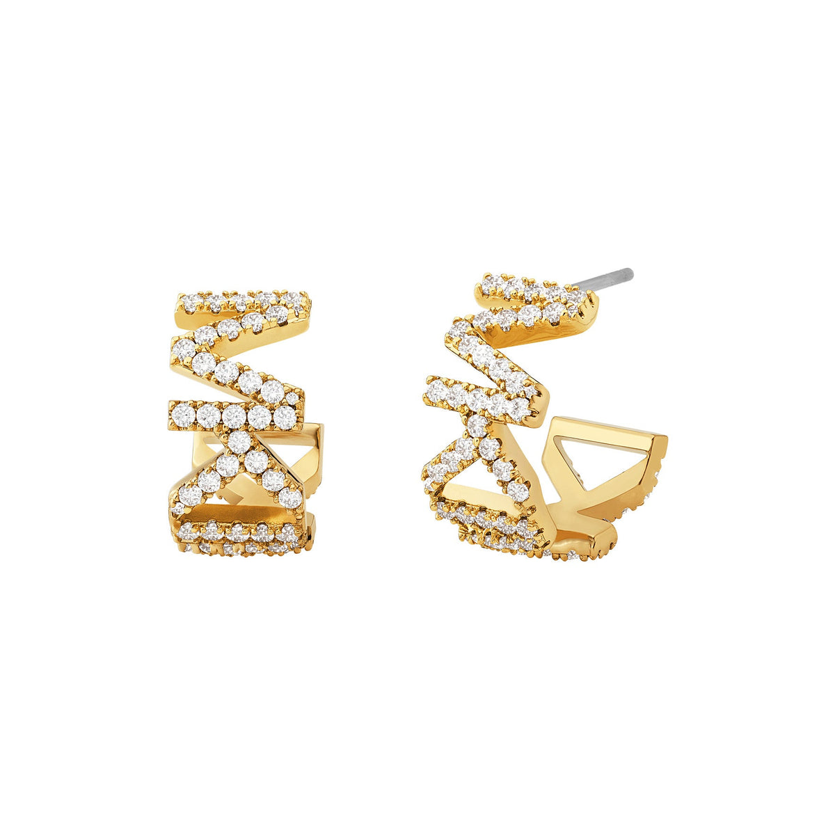 Michael Kors Women's Logo Huggie Earrings in 14K Gold-Plated over Brass